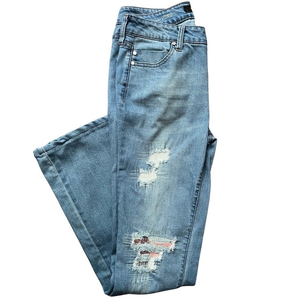 Liverpool Abby Skinny Bootcut Distressed Jeans Medium Wash Size 6/28 Boho Y2K